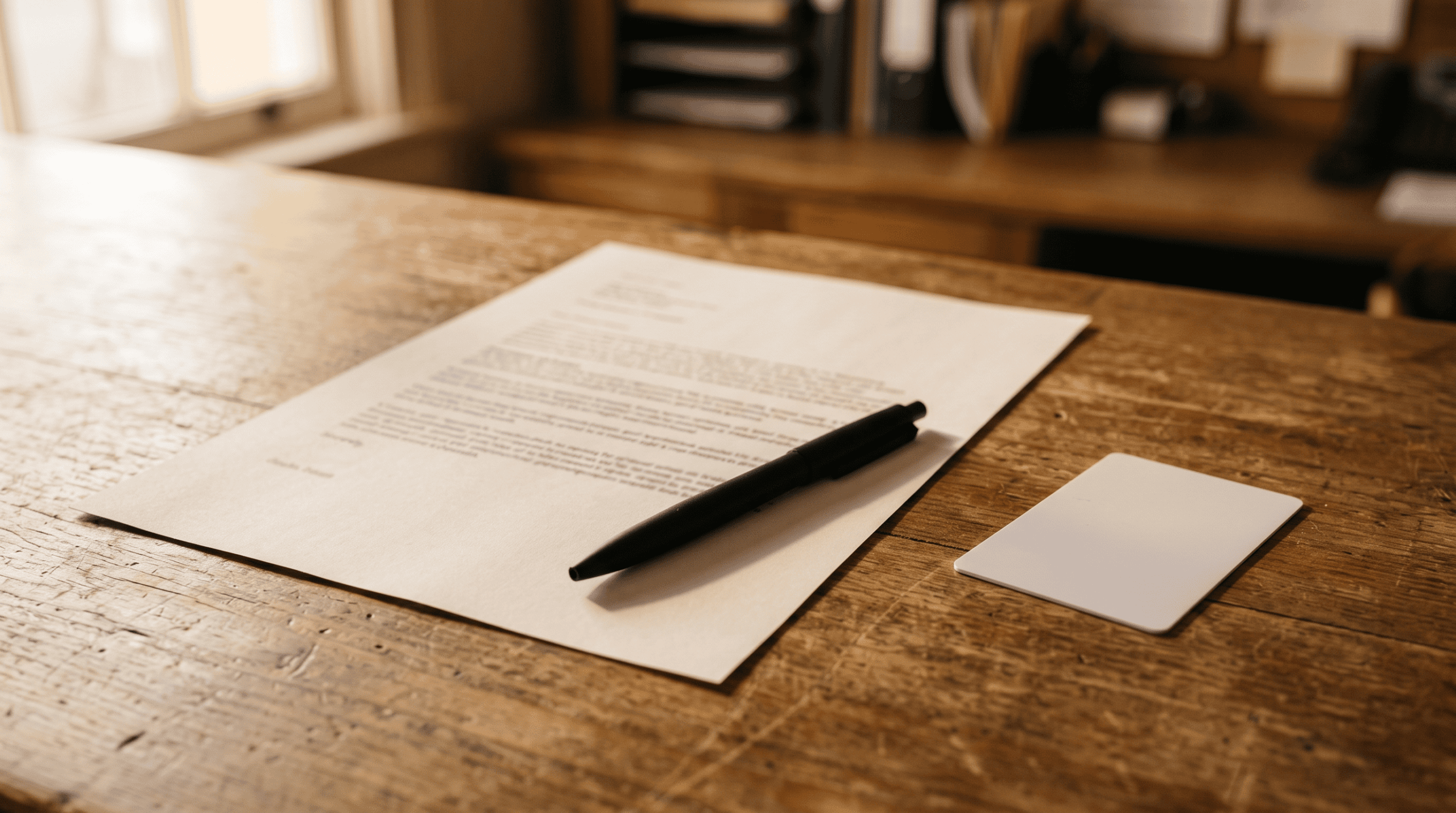 Pen and document on a table