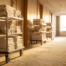 housekeeping carts with towels in a hotel hallway